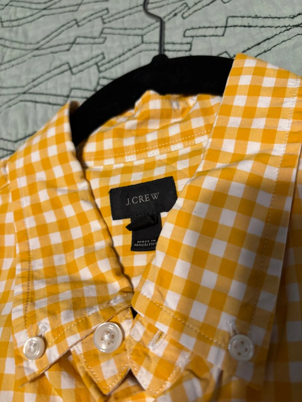 J Crew Men’s L Button Down Shirt Checked Yellow/White